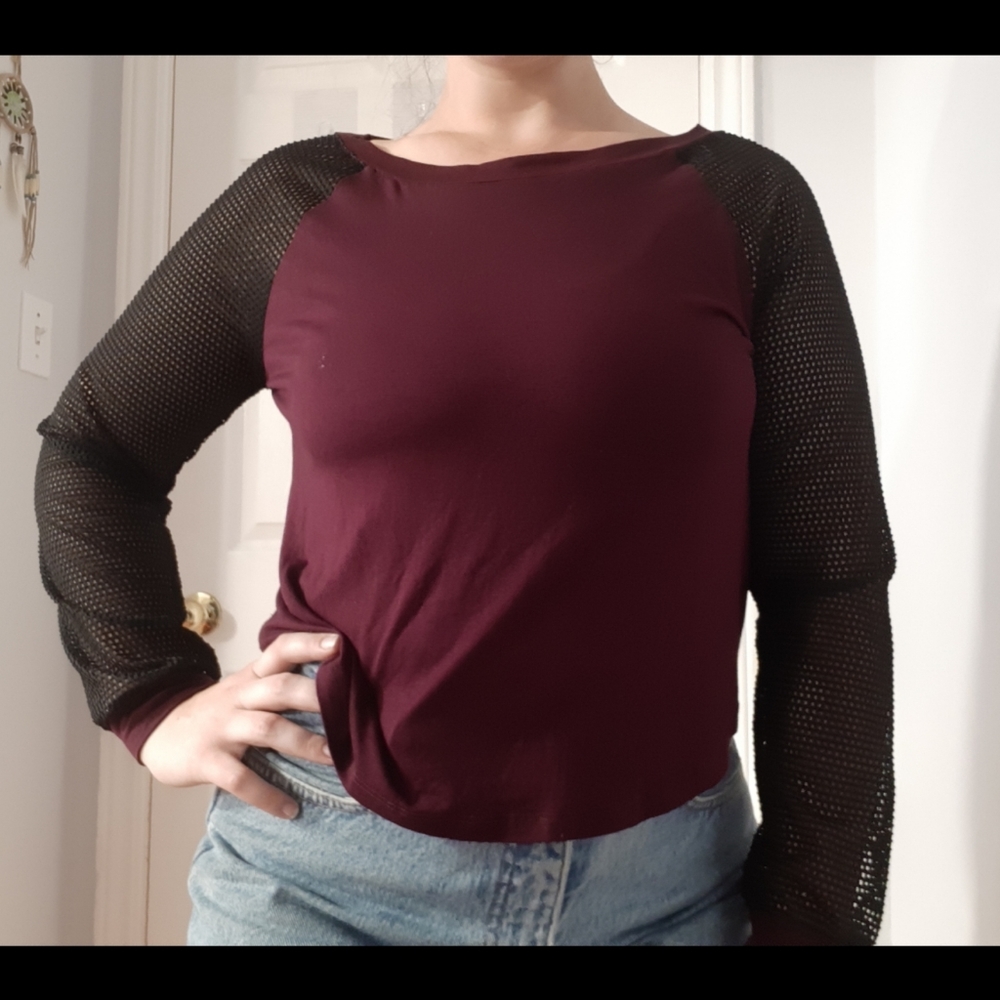 NWOT Maroon Mesh Long Sleeve